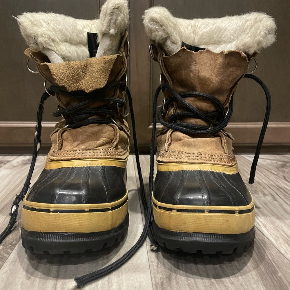 Sorel Caribou Leather Insulated Lace Up Winter Boots Size 6